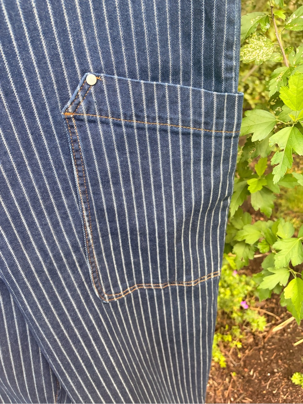 Pilcro Navy Pinstripe Utility Jumpsuit - Picture 4 of 6